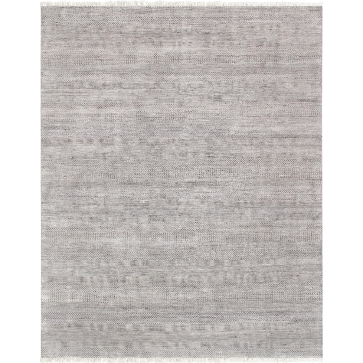 9 ft. X 12 ft. 2 in. Transitiona Collection Hand-Knotted Bsilk & Wool Area Rug - Silver