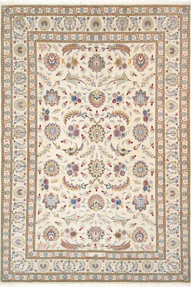 5 ft. 6 in. x 8 ft. 4 in. Persian Tabriz Hand-Knotted Silk & Wool Rug