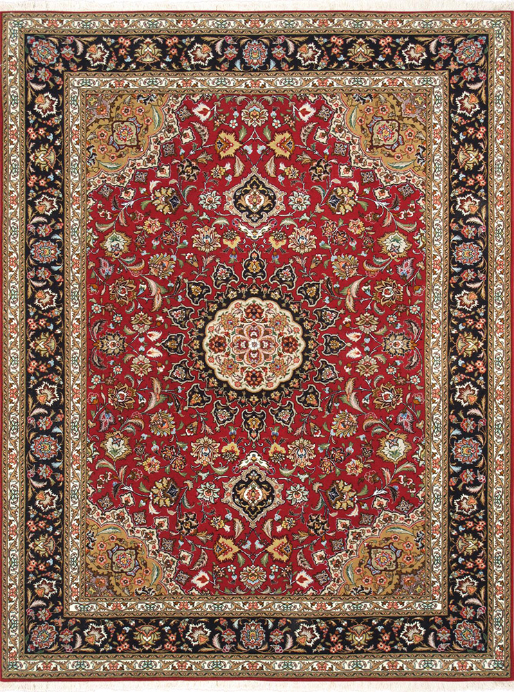 037439 5 ft. 1 in. x 6 ft. 11 in. Persian Tabriz Hand-Knotted Silk & Wool Rug