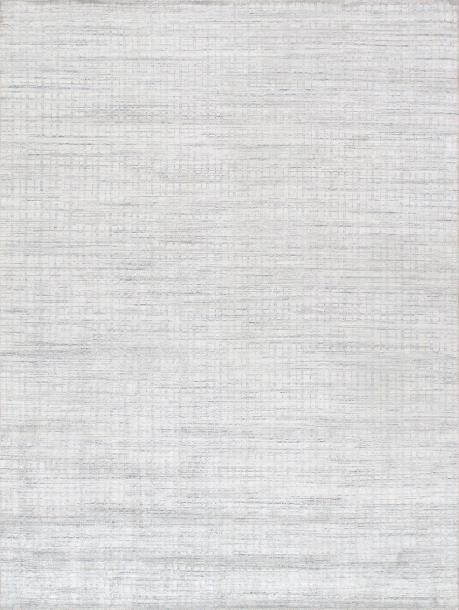 PBFE-03 9x12 9 x 12 ft. Slate Hand-Loomed Bamboo Silk & Wool Area Rug, Ivory & Blue