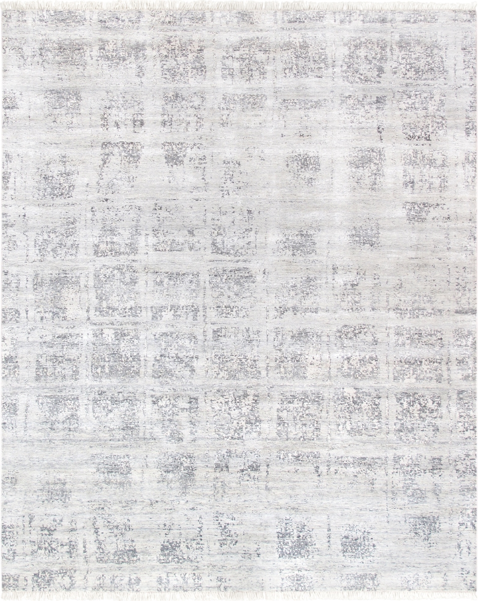 Modern Collection Hand-Knotted Bamboo Silk Area Rug - Grey - 9 x 12 ft.