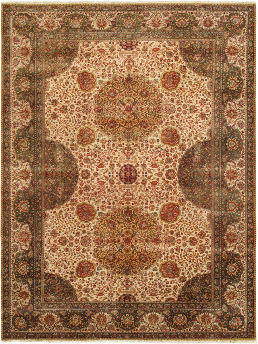 PH-260 9X13 Agra Collection Hand-Knotted Lambs Wool Area Rug, Red - 9 ft. 1 in. x 12 ft. 7 in.