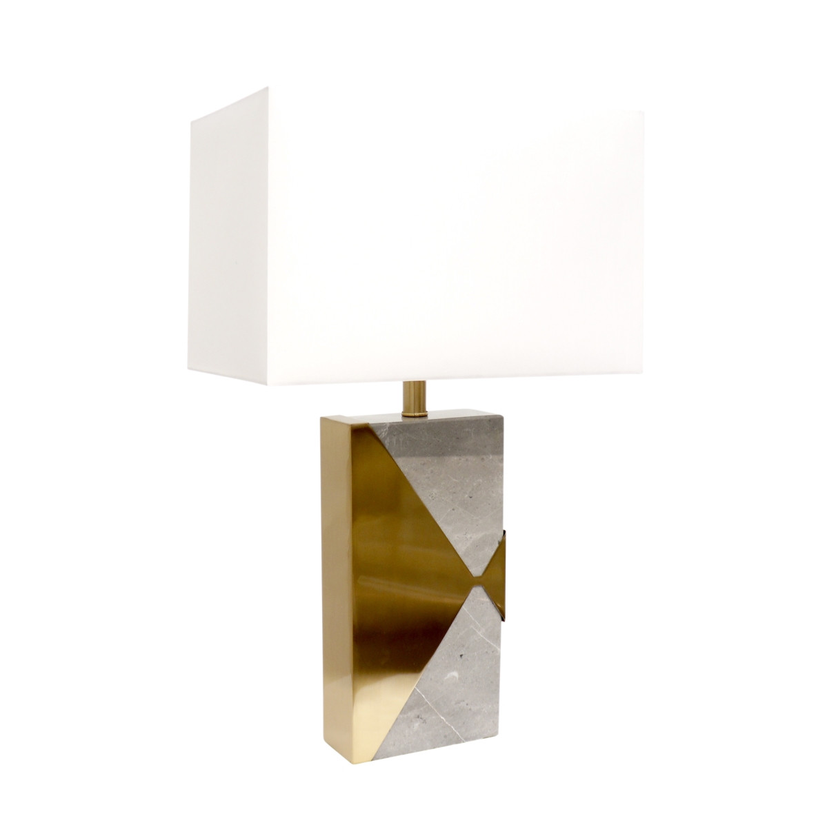 26 x 16 x 10 in. Triumph Collection Marble & Metal Modern Table Lamp with E27 Bulb - Grey, Gold & White