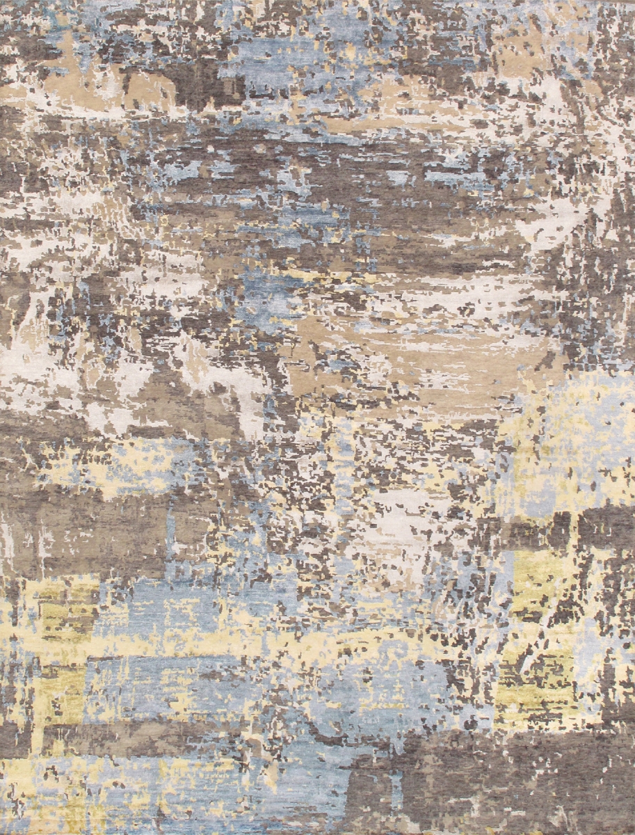 9 ft. x 11 ft. 11 in. Modern Collection Hand-Knotted Silk & Wool Area Rug