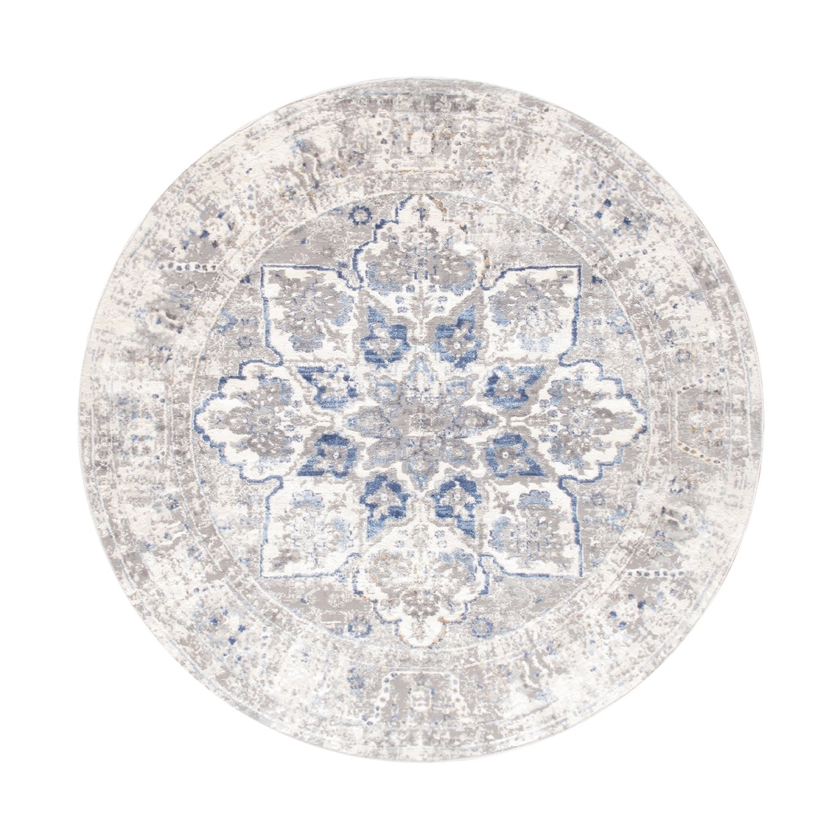 6 x 6 ft. Efes Design Power Loom Round Area Rug, Light Grey