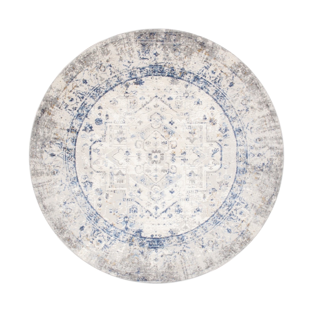 6 x 6 ft. Efes Design Power Loom Round Area Rug - Light Grey