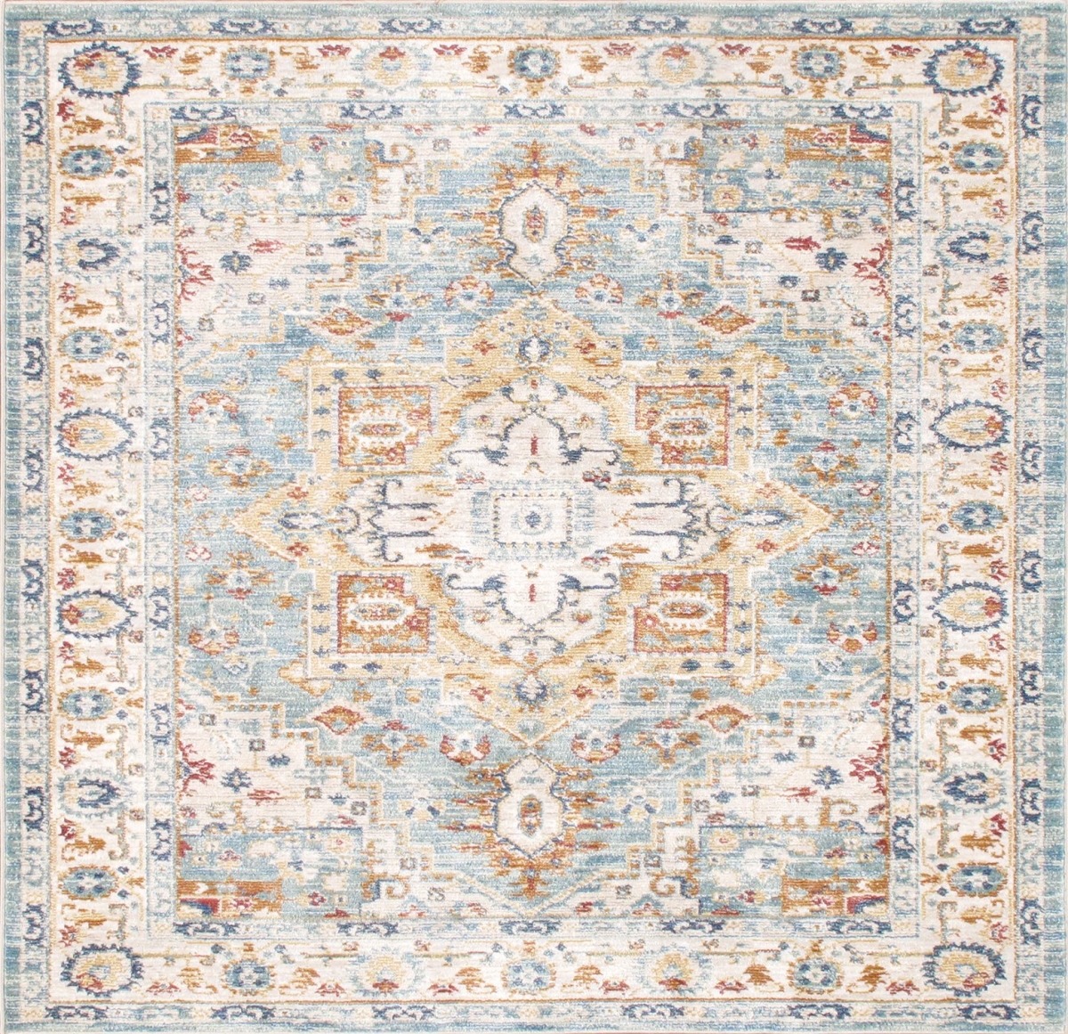 6 x 6 ft. Heritage Design Power Loom Area Rug - Light Blue