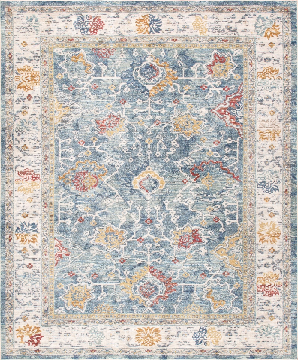 3 x 5 ft. Heritage Design Power Loom Area Rug - Light Blue & Beige