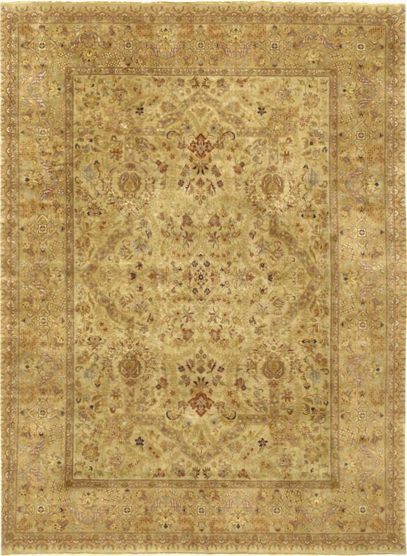 9 ft. 9 in. x 17 ft. 10 in. Tabriz Collection Hand-Knotted Lambs Wool Area Rug
