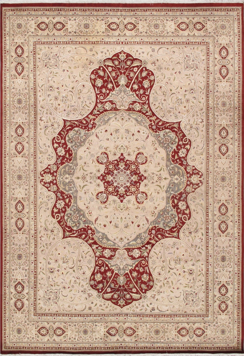 9 ft. 11 in. x 14 ft. 3 in. Tabriz Hand-Knotted Silk & Wool Area Rug