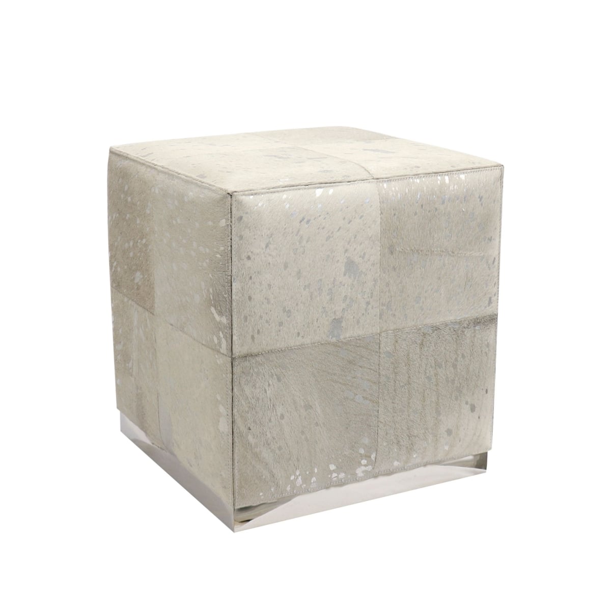 15 in. Safari Cowhide Ottoman with Steel Base