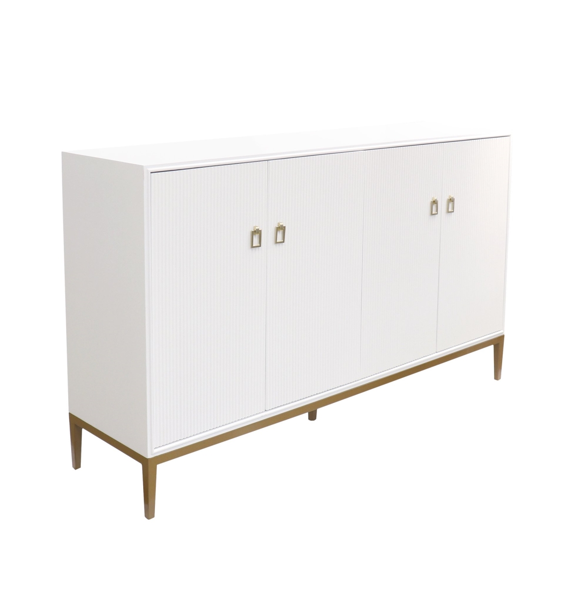 PPH-M4 63 x 16 x 36.5 in. Victoria Ivory Sideboard, 4 Doors, 2 Drawer with Bronze Metal Frame