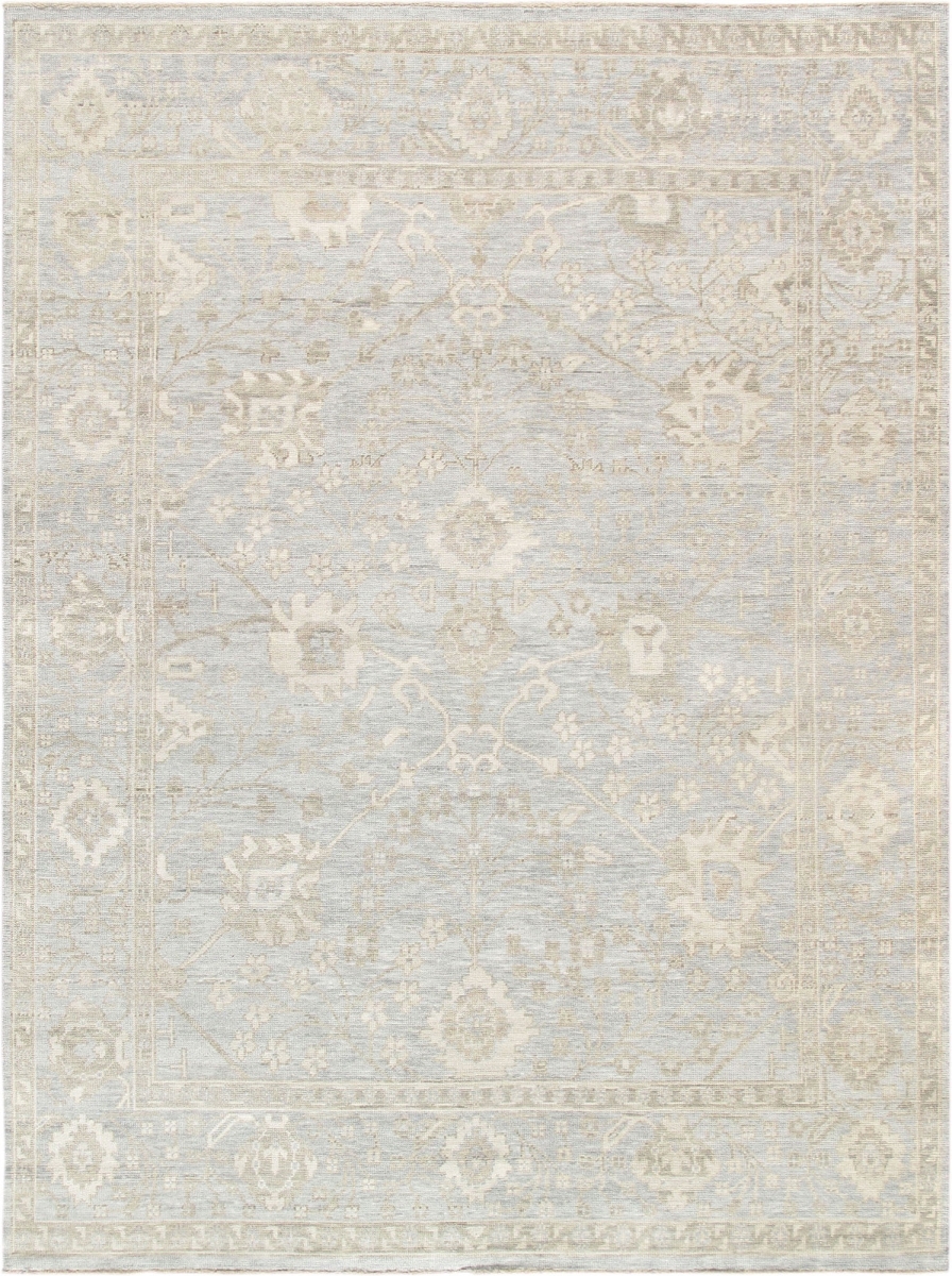 12 x 12 ft. Oushak Floral Wool Area Rug, Blue - Rectangle
