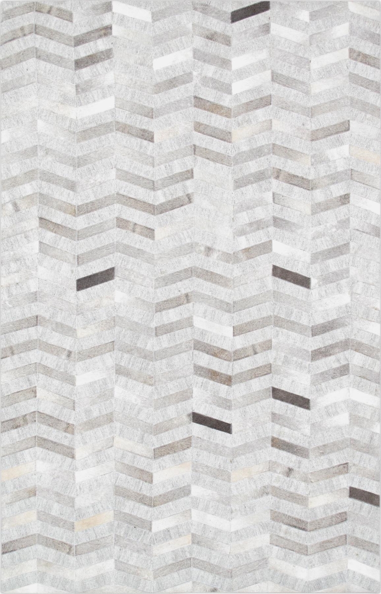 8 x 10 ft. Galaxy Geometric Cowhide Sari Silk Area Rug - Silver & Gray - Rectangle