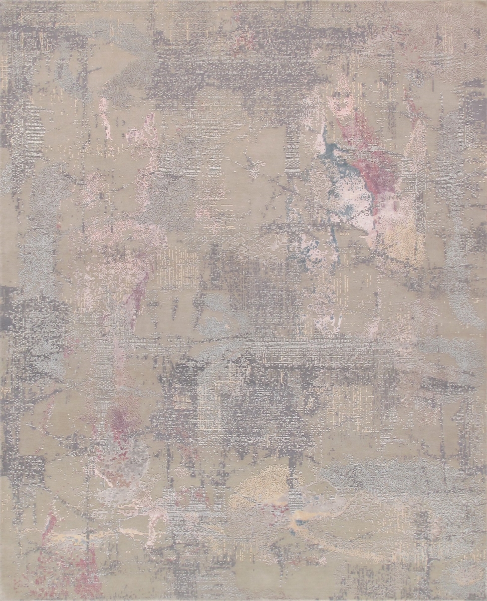 12 x 15 ft. Modern Collection Hand-Knotted Silk & Wool Area Rug, Grey