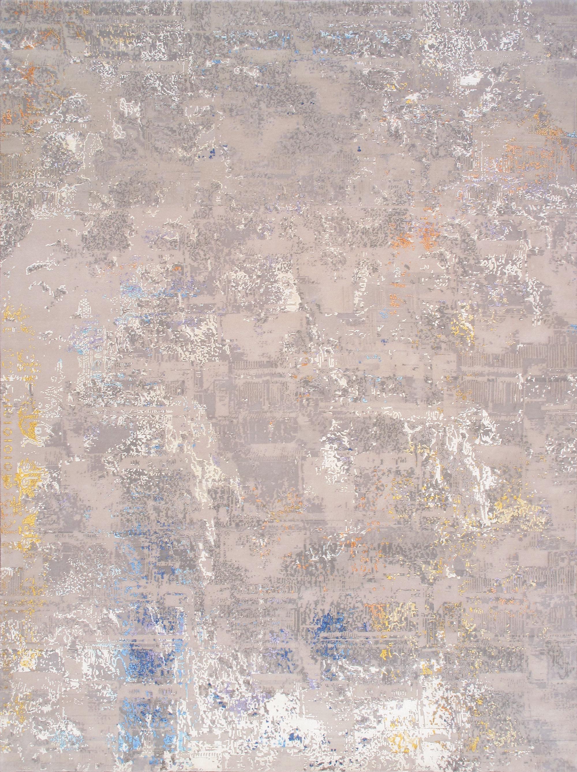 9 ft. 2 in. x 12 ft. 3 in. Modern Hand Knotted Silk & Wool Area Rug - Beige