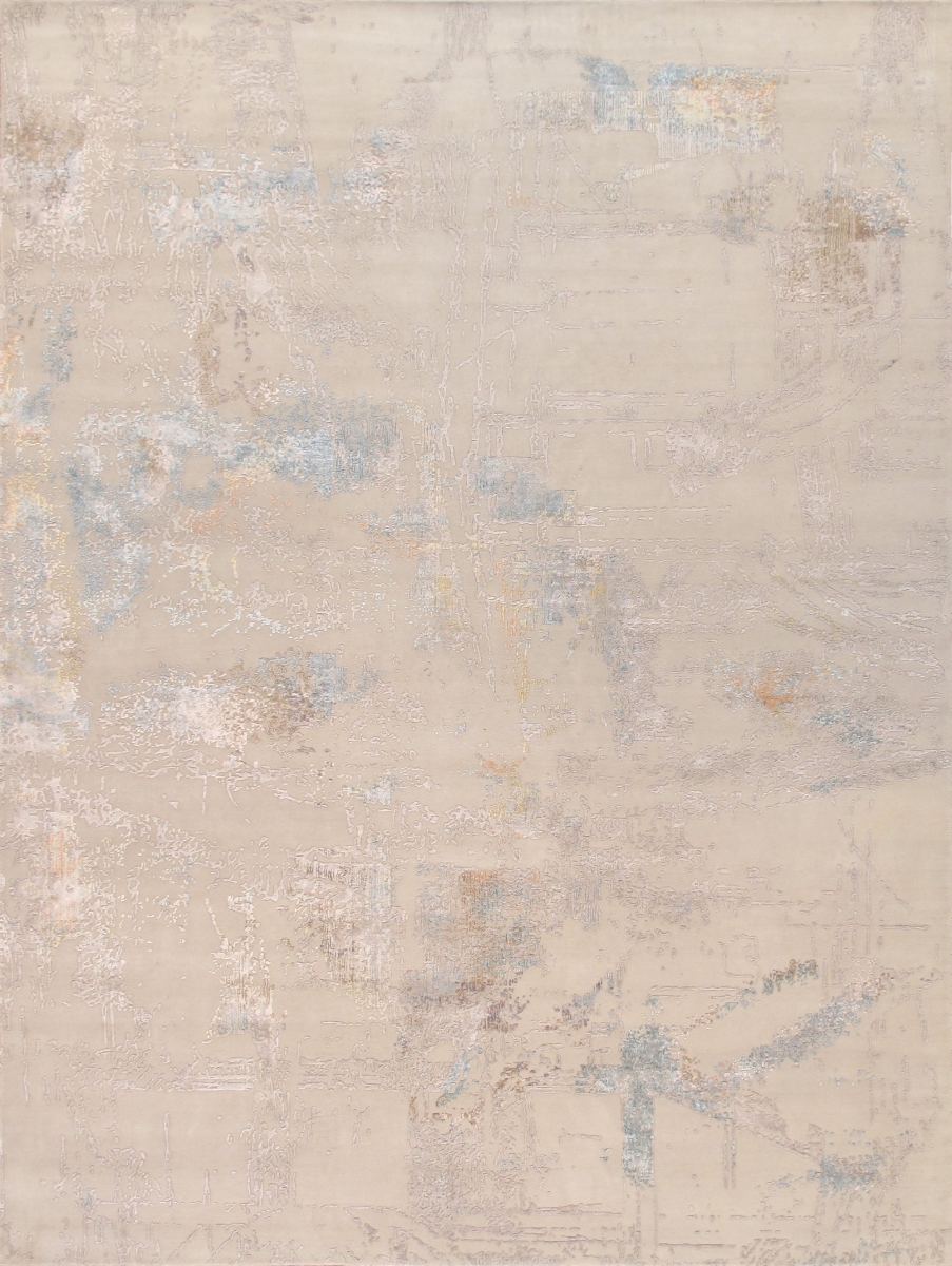 PCR-7 9X12 9 ft. 4 in. x 12 ft. 4 in. Modern Hand Knotted Silk & Wool Area Rug, Beige