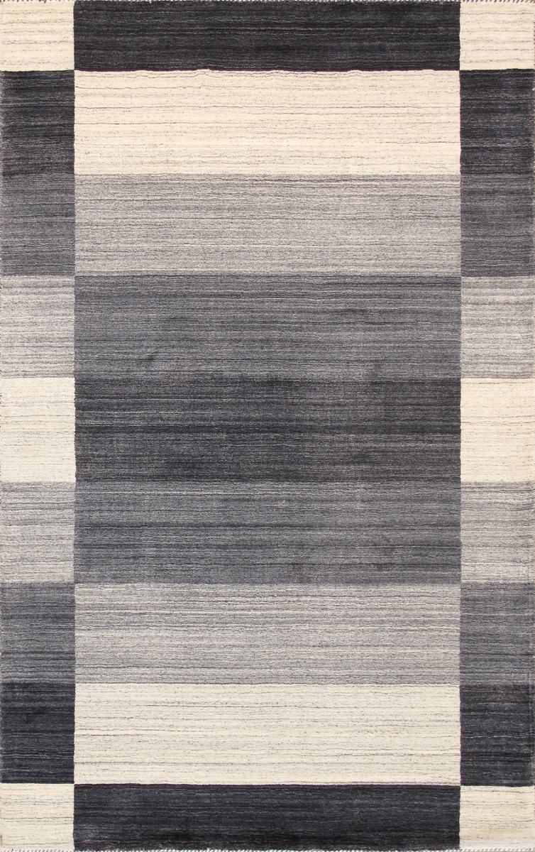 5 x 8 ft. Gabbeh Hand Loomed Silk & Wool Indoor Area Rug - Gray