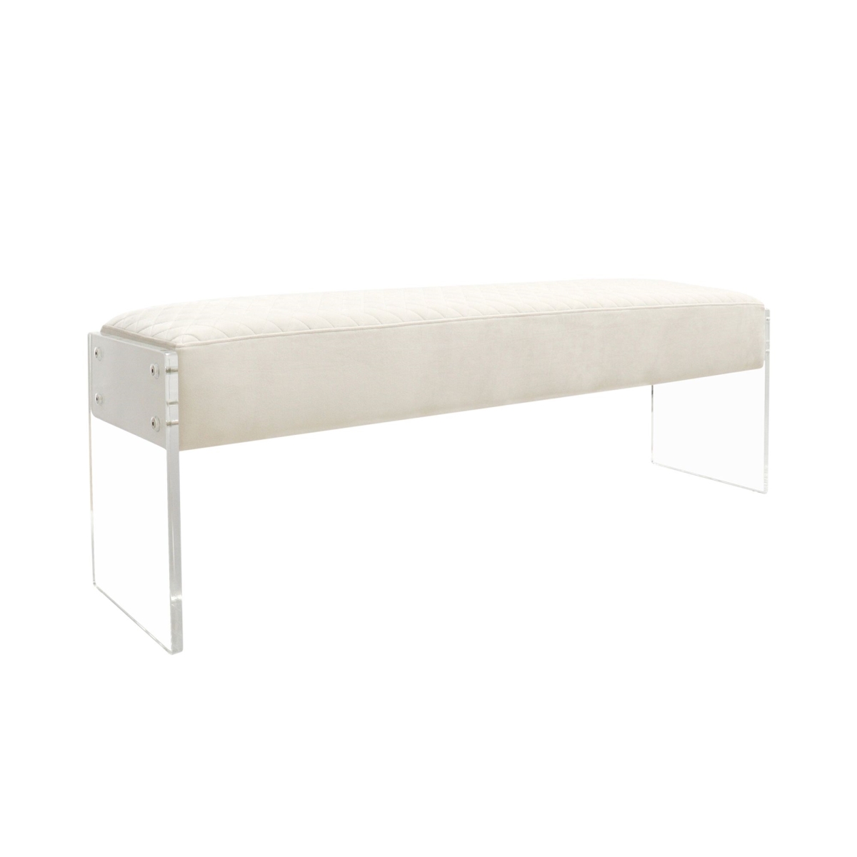 Tribecca Acrylic & Velvet Bench, Ivory
