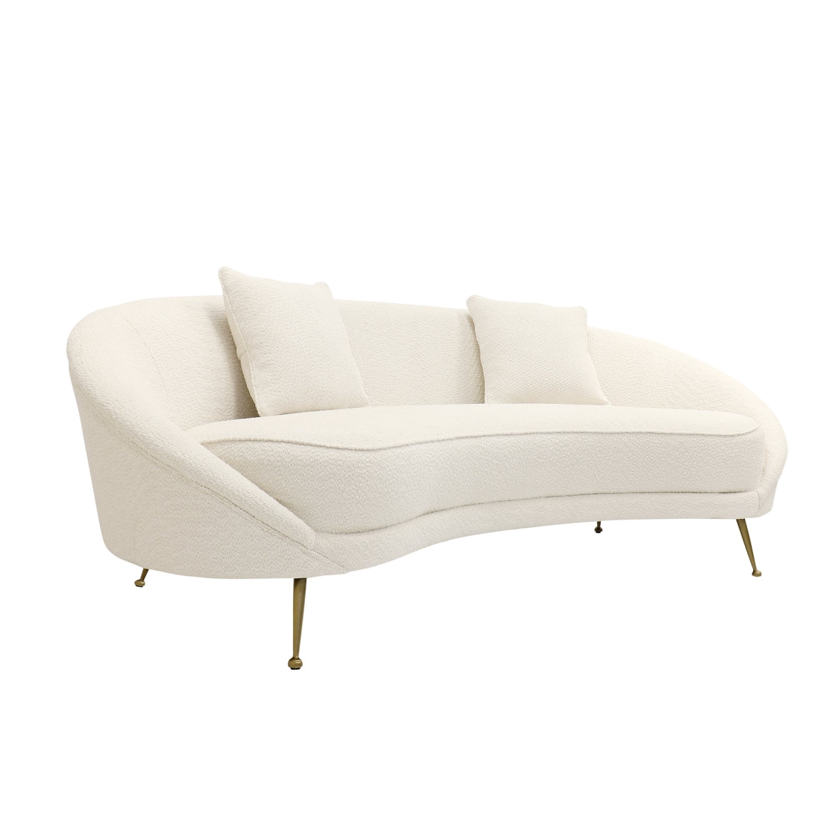 Luna Collection Textured Fabric Curved Sofa, Ivory