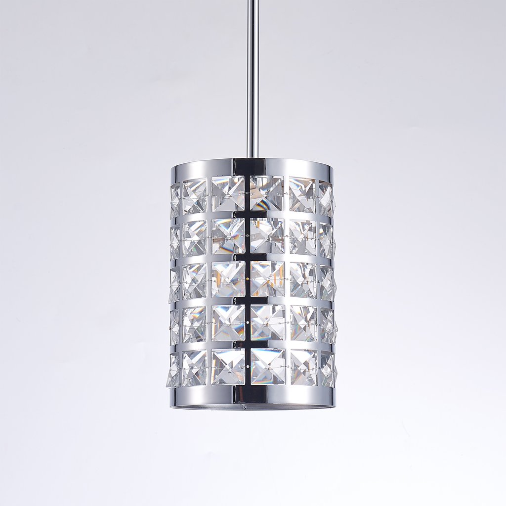 PMT-04 Hermoza Metal & Crystal Pendant Lights, Chrome & Clear -  Pasargad Home