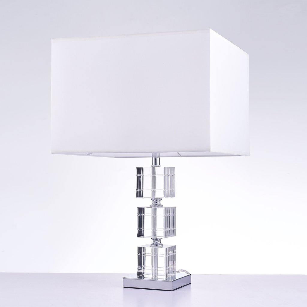 Fredo Metal & Crystal Table Lamp Lights, White & Clear