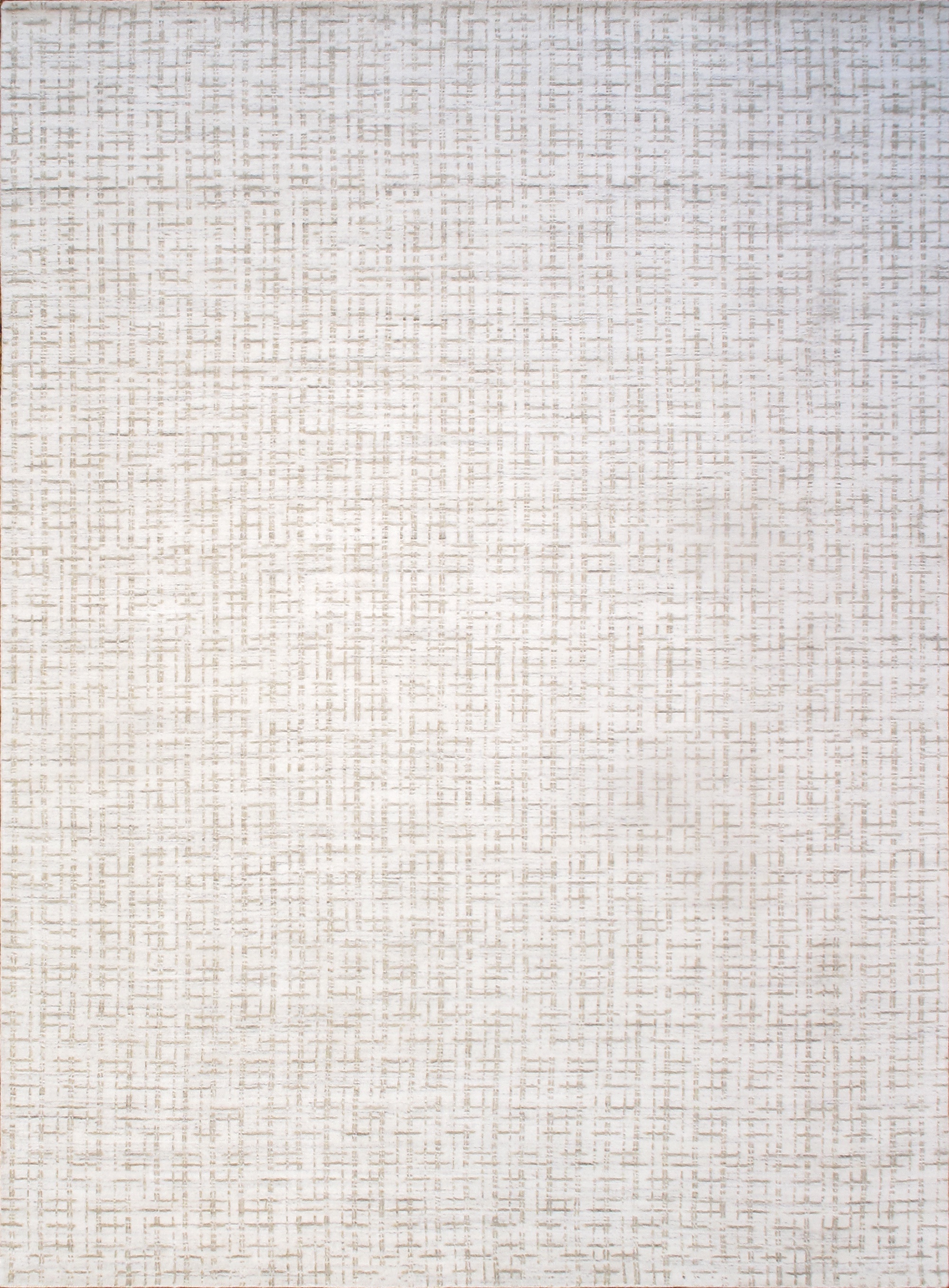 PBFE-04 10x14 10 x 14 ft. Slate Collection Hand-Loomed Silk & Wool Rectangle Area Rug, Ivory & Silver