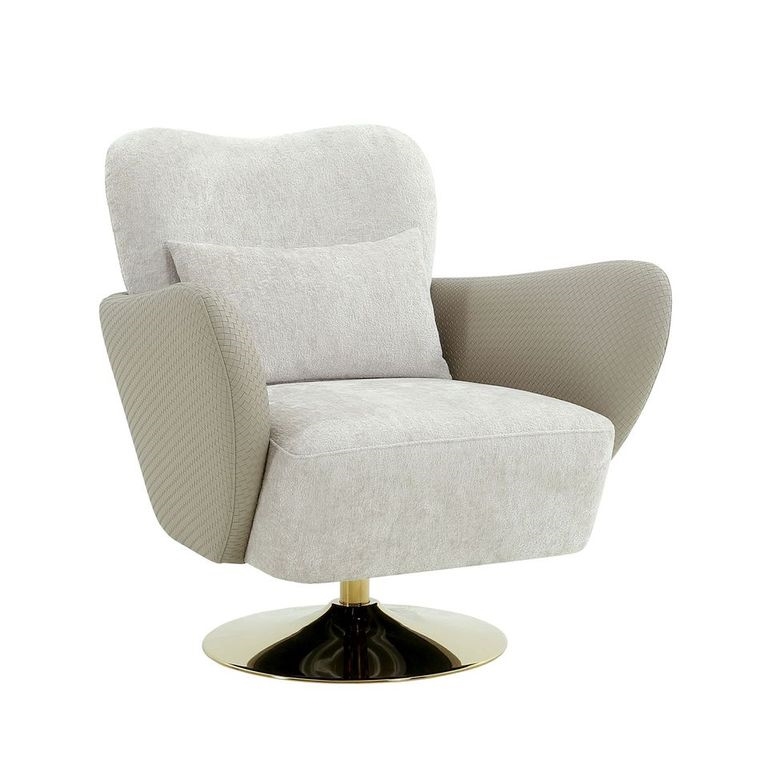 Mercer Design Beige Swivel Lounge Chair with Pillow