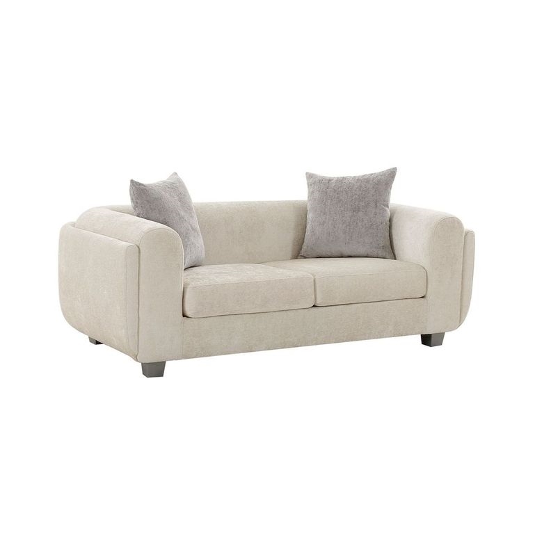 Bergamo Ivory Fabric Loveseat with 2 Pillows Included
