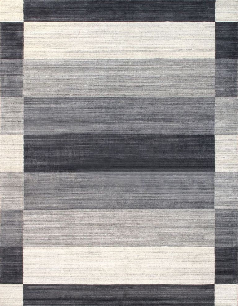 Gramercy Collection Hand-Loomed Silk & Wool Charcoal Area Rug- 5' 0' X 7' 0'