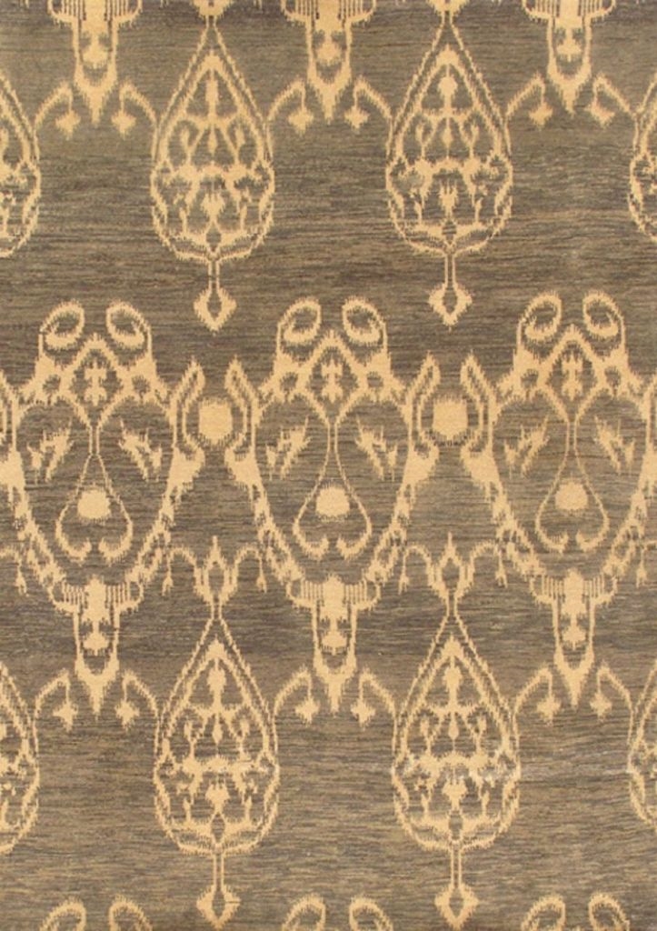 Ikat Collection Hand-Knotted Lamb's Wool Area Rug- Grey - 4' 0' X 5' 8'