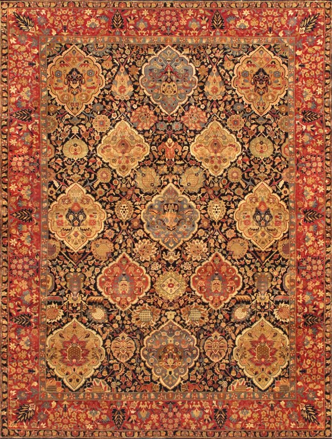 Azerbaijan Collection Hand-Knotted Lamb's Wool Area Rug- Navy - 7 ft.11 in. X 9 ft. 9 in.