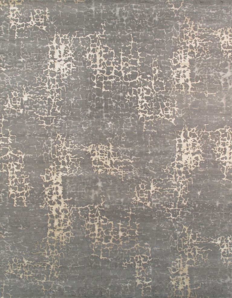 REF-2B 2X3  Modern Collection Hand-Knotted Grey Silk & Wool Area Rug- 2' 0' X 3' 0'
