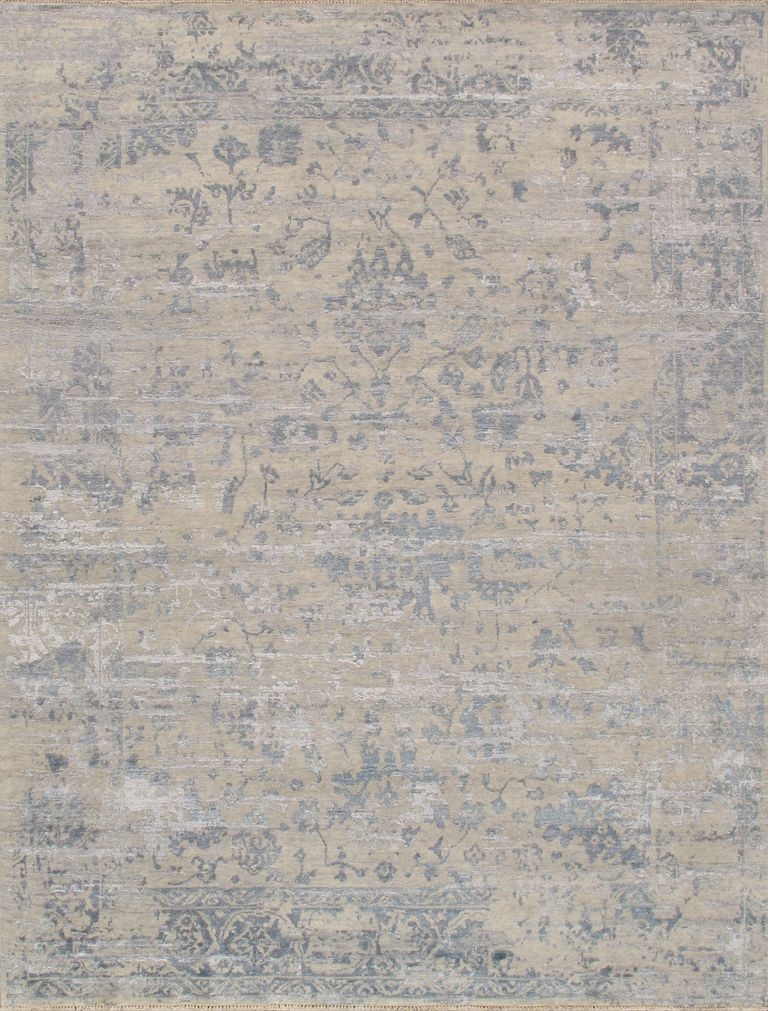 Transitional Collection Hand-Knotted Silk & Wool Area Rug- 7'11' X 9'10' - Silver - 7'11' X 9'10'