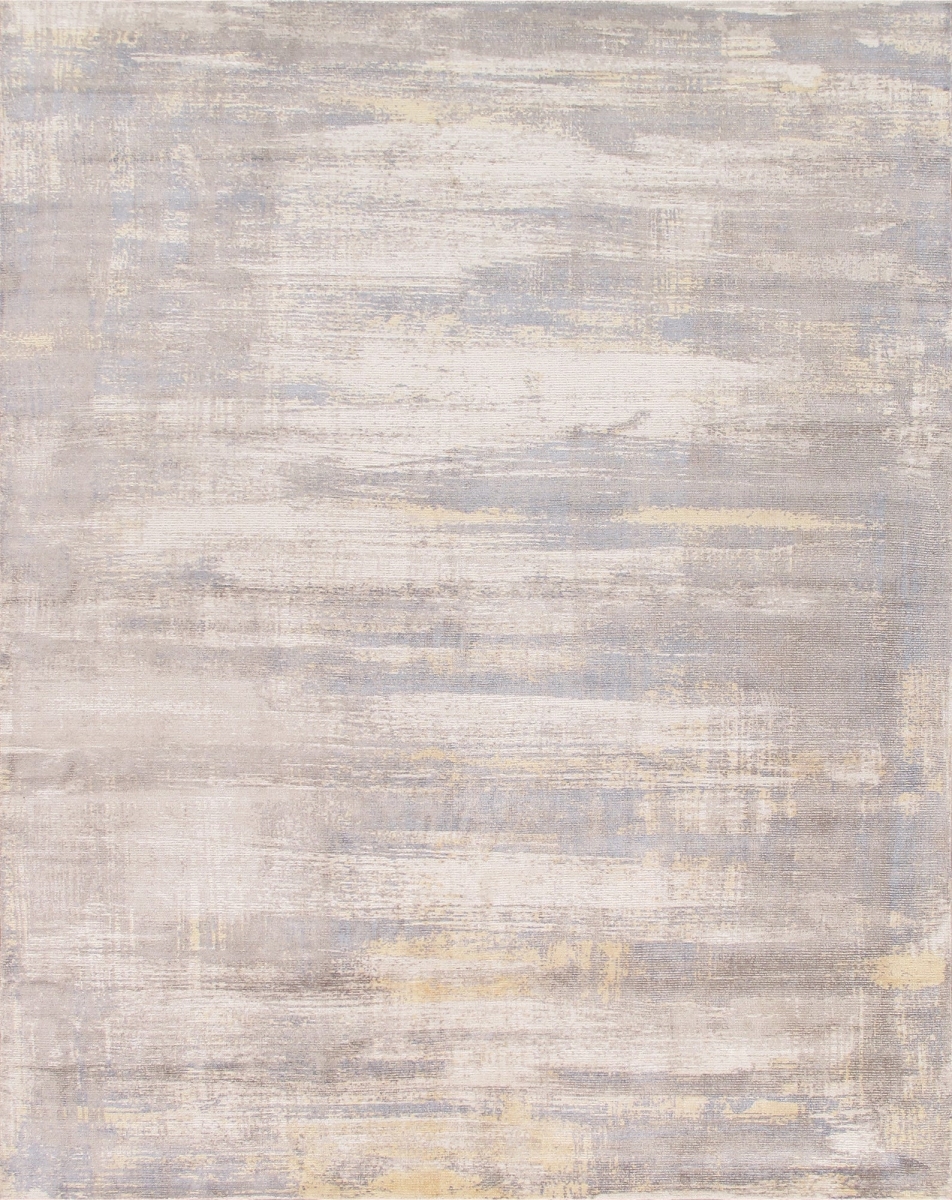 Modern Collection Handloom Ivory Bsilk & Wool Area Rug- 5' 0' X 8' 0'