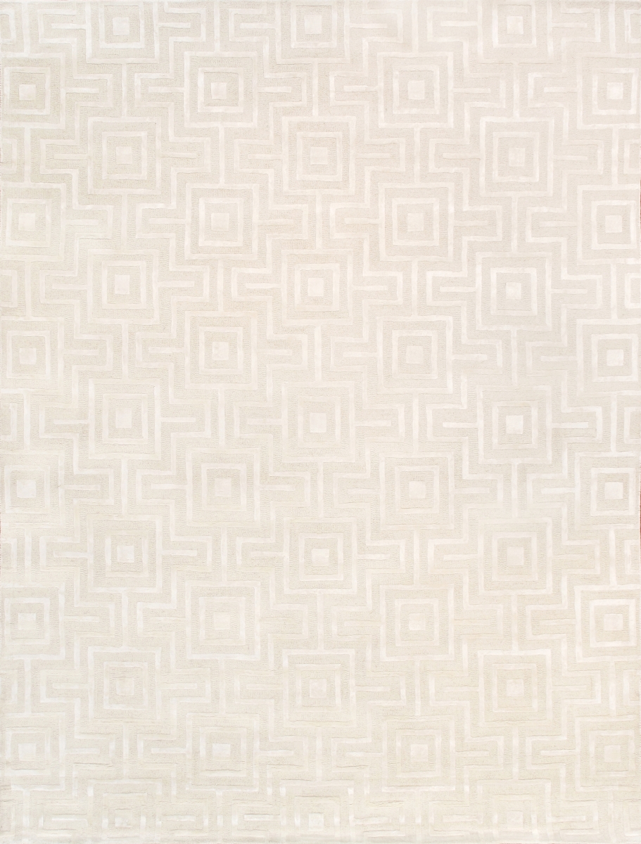 Edgy Collection Hand-Tufted Ivory BSilk & Wool Area Rug- 7' 9' X 9' 9'