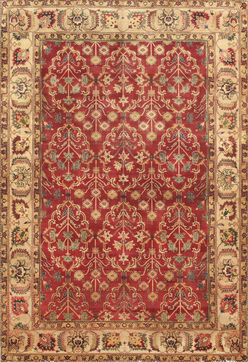 Agra Collection Hand-Knotted Lamb's Wool Area Rug- - 6' 3' X 8' 9'