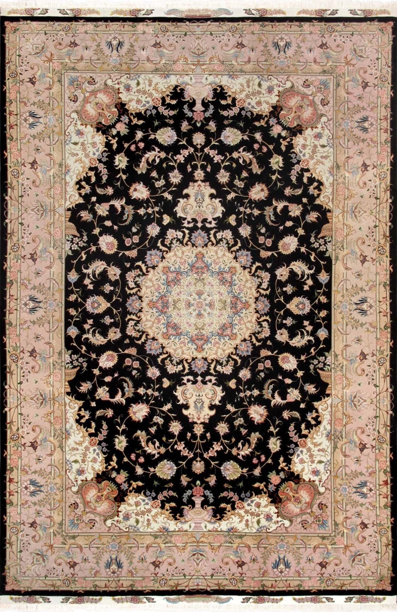 Tabriz Colletion Hand-Knotted Silk & Wool Area Rug- 6' 6' X 9' 9'