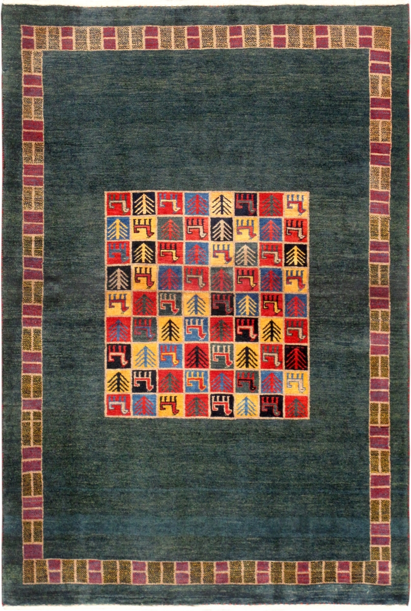 Gabbeh Collection Hand-Knotted Lamb's Wool Area Rug- 3' 3' X 5' 1'