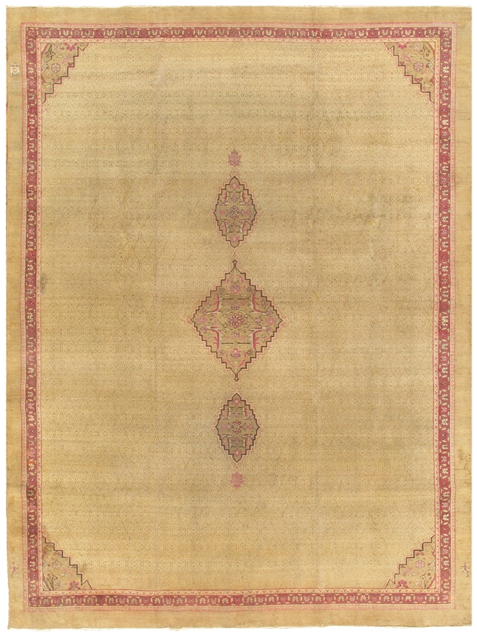 Antique Amritsar Collection Camel Lamb's Wool Area Rug- 9' 9' X 13' 2'