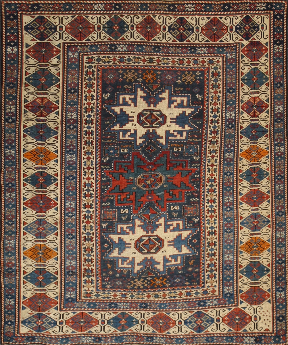 Antique Kazak Collection Navy Lamb's Wool Area Rug