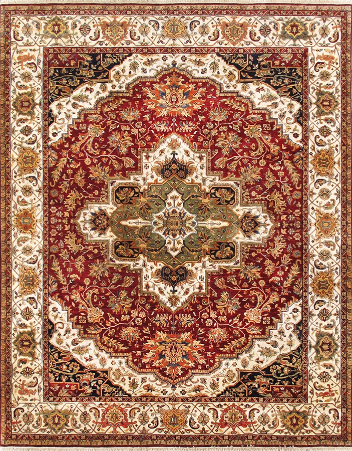 027572  Agra Collection Hand-Knotted Lamb's Wool Area Rug- 8' 0' X 10' 0'