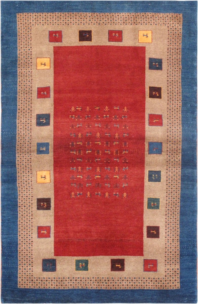 Gabbeh Collection Hand-Knotted Lamb's Wool Area Rug- 3' 11' X 6' 3'