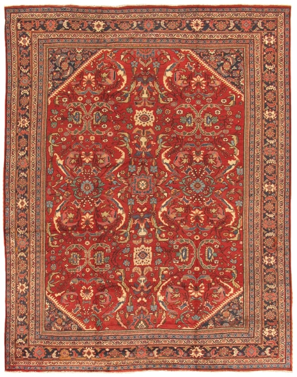 011682 Antique Azerbaijan Rust Lamb's Wool Area Rug-10 ft. 4 in.  X 13 ft. 2 in.