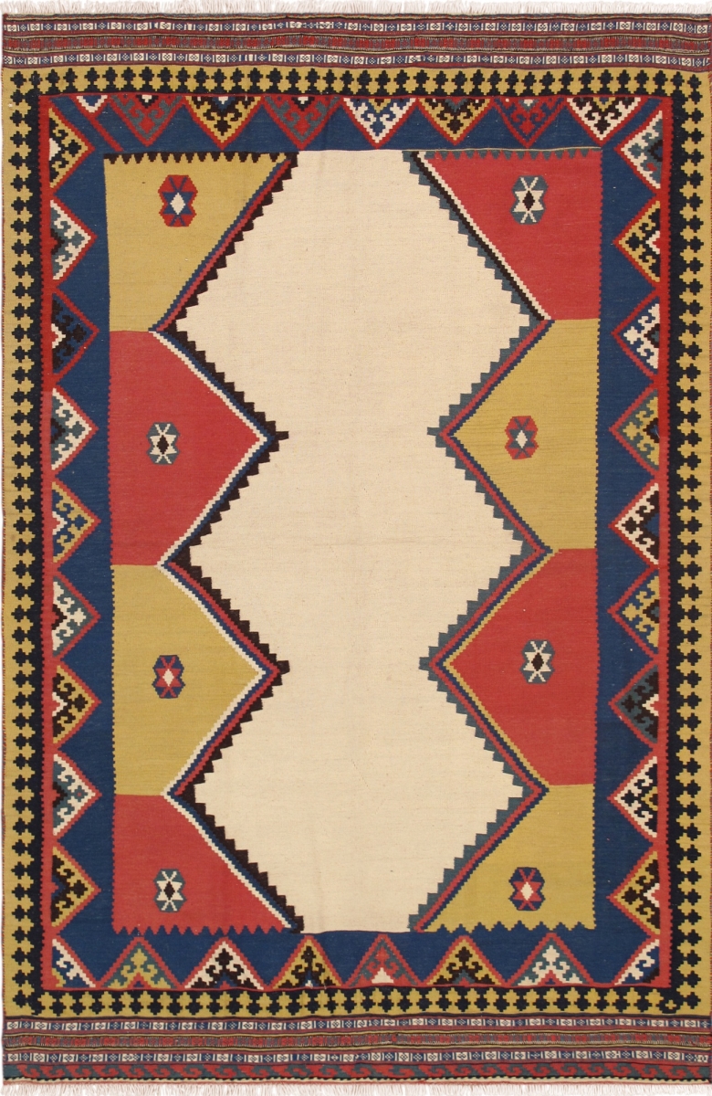 000451  Vintage Anatolian Collection Ivory Lamb's Wool Area Rug- 5' 1' X 7' 9'