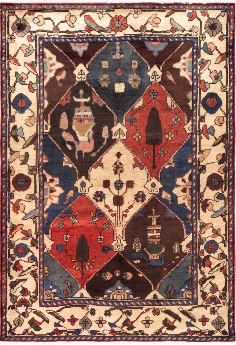 Vintage Azerbaijan Multi Lamb's Wool Area Rug- 4 ft. 4 in. X 6 ft. 5 in.