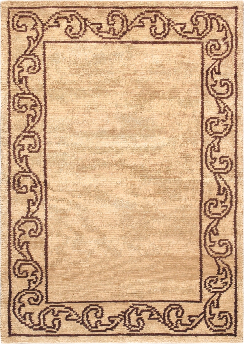 Modern Modern Collection Hand-Knotted Lamb's Wool Area Rug- Beige - 4' 0' X 5'10'