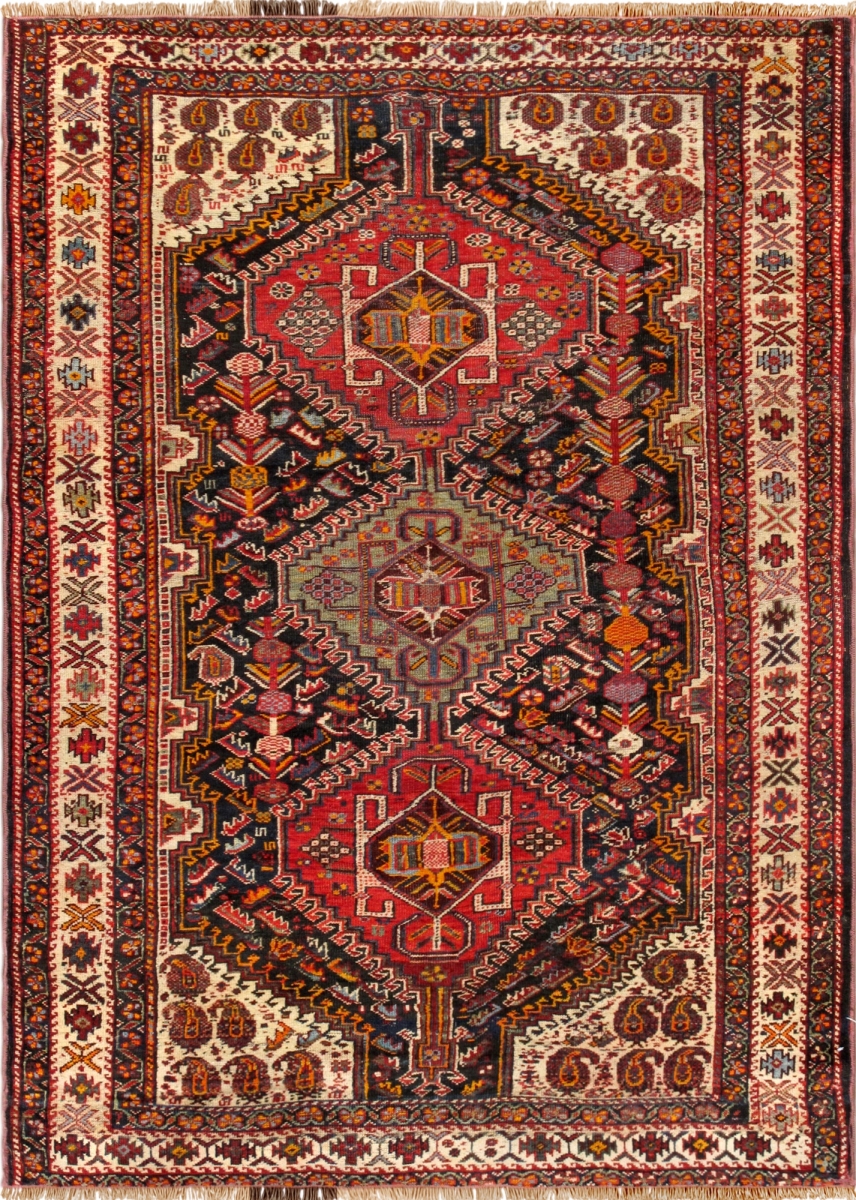 Vintage Azerbaijan Hand-Knotted Lamb's Wool Area Rug