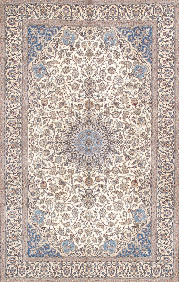 Azerbaijan Collection Hand-Knotted Silk & Wool Area Rug- Ivory - 7 ft. 3 in. X 11 ft.11 in.
