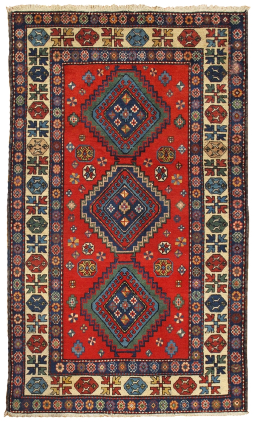 Vintage Kazak Collection Red Lamb's Wool Area Rug- 4' 4' X 6'11'